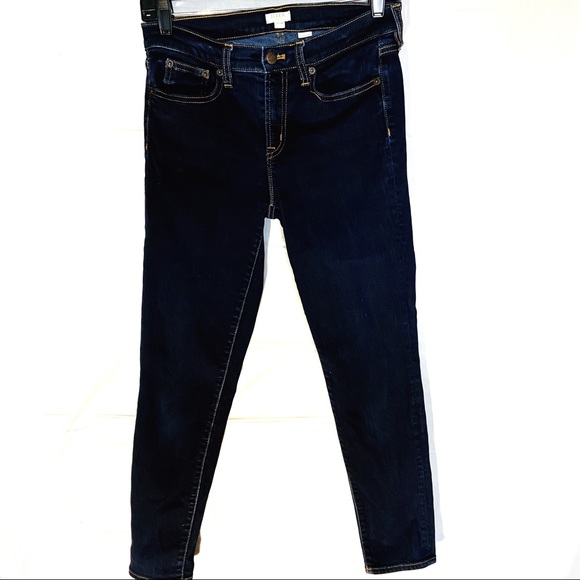 J Crew Stretch Dark Wash Skinny Jeans Size 27/28 - Picture 2 of 4